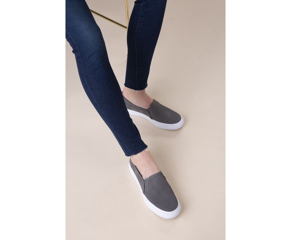 Slip On Γυναικεια - Keds Double Decker Suede - Γκρι - MLXAW0672